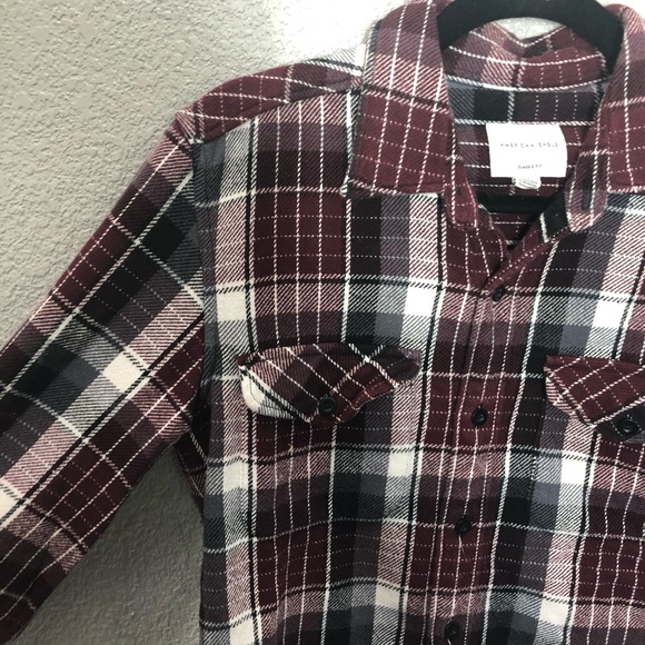 American Eagle Outfitters Mens Classic Fit Flannel Plaid Button Down Shirt - Picture 4 of 5